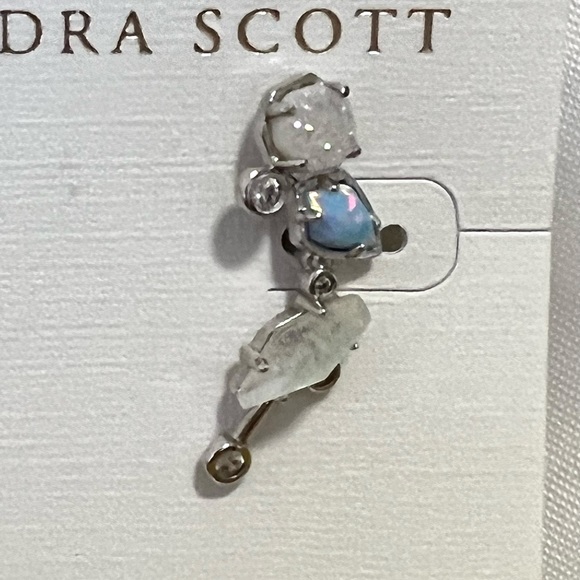 NWT RARE & Retired Kendra Scott Troian Ear Climbers Ice Blue Opal Dichroic Drusy - Picture 13 of 17